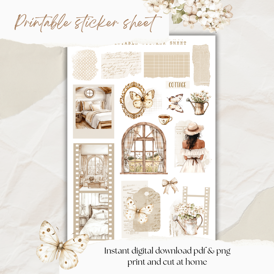 A5 old cottage sticker printable – ArtStudioLea