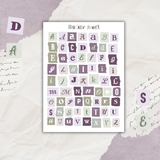 NEW colorful torn paper alphabet sticker sheet