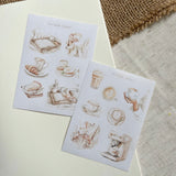 Coffee and breakfast in bed sticker sheet