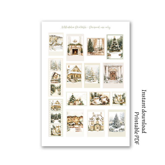 Christmas Polaroid pictures A4 printable sticker sheet