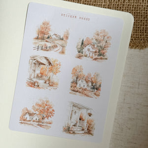 autumn scenery & front porch sticker shee