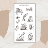 forest study autumn line art sticker sheet bundle