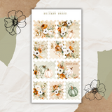 green floral pumpkin sticker sheet
