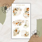 green floral pumpkin sticker sheet