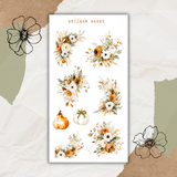 green floral pumpkin sticker sheet