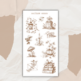 forest library autumn line art sticker sheet bundle