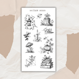 forest library autumn line art sticker sheet bundle