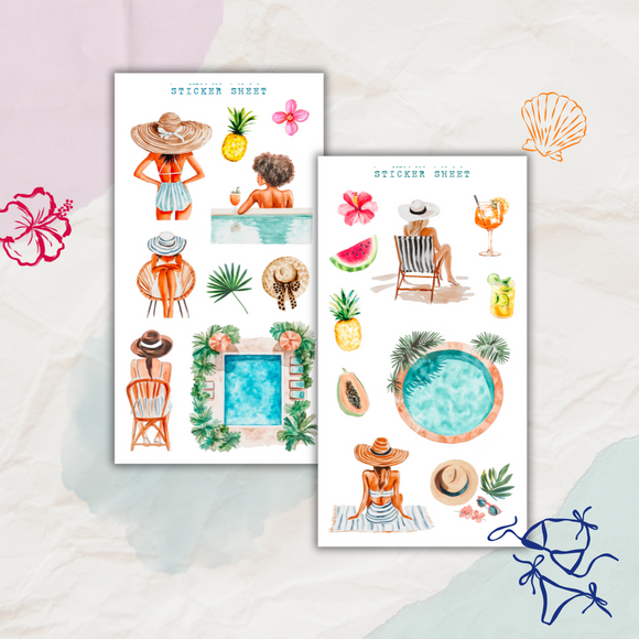 tropical vacation sticker sheet