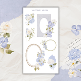 blue azure flowers sticker sheet set