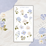 blue azure flowers sticker sheet set