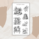 enchanted forest autumn line art sticker sheet bundle