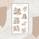 enchanted forest autumn line art sticker sheet bundle