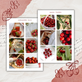 strawberries and cherries picture sticker sheet set