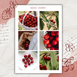 strawberries and cherries picture sticker sheet set