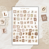 paper scraps alphabet sticker sheet