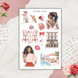 strawberry cocktail sticker sheet set
