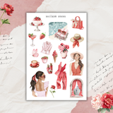 strawberry cocktail sticker sheet set