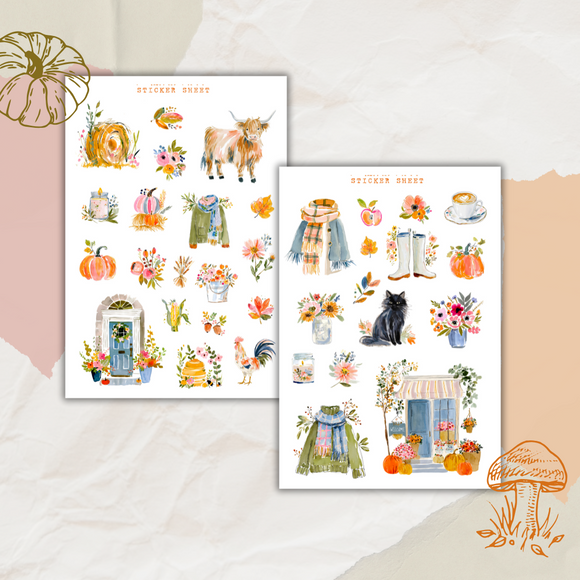 colorful autumn sticker sheet bundle