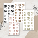 vintage days of the week slim sticker sheet bundle