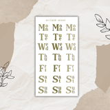 vintage days of the week slim sticker sheet bundle