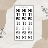 vintage days of the week slim sticker sheet bundle