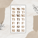 vintage days of the week slim sticker sheet bundle