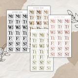 vintage days of the week slim sticker sheet bundle