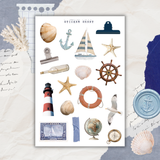nautical collage sticker sheet set