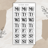 vintage days of the week slim sticker sheet bundle