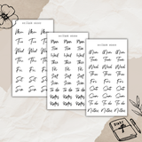 lettered weekdays slim sticker sheet bundle