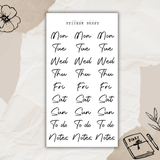 lettered weekdays slim sticker sheet bundle
