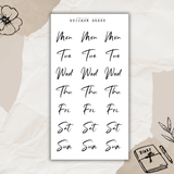 lettered weekdays slim sticker sheet bundle