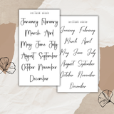 lettered months slim sticker sheet bundle