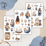 coffee and denim sticker sheet bundle