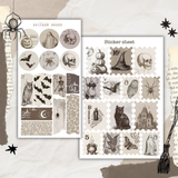 vintage halloween dot, washi tape and stamp sticker sheet