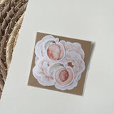 Floral peaches die cut sticker pocket, flower sticker, planner sticker, 24 pieces