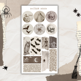 vintage halloween dot, washi tape and stamp sticker sheet