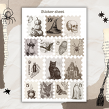 vintage halloween dot, washi tape and stamp sticker sheet