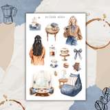 coffee and denim sticker sheet bundle