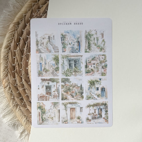 summer in Greece mini pictures sticker sheet