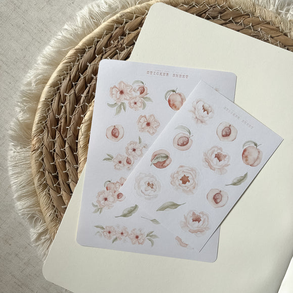 Floral peaches sticker sheet