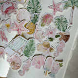 Whimsical tropics die cut sticker pocket