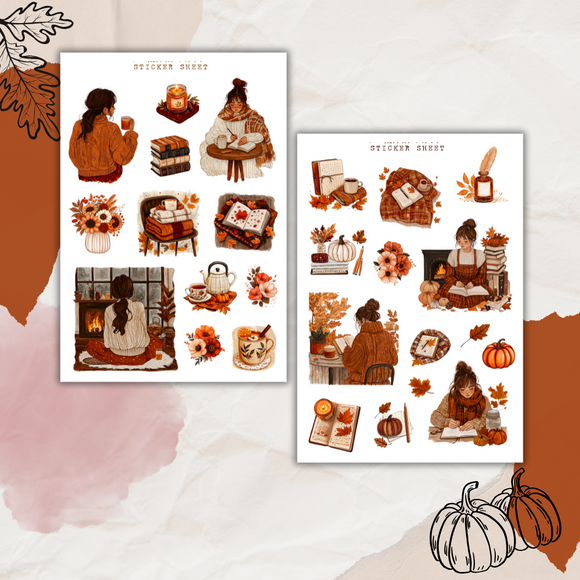 dark cozy autumn sticker sheets