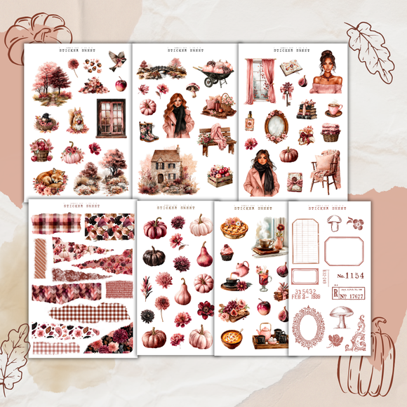 pink harvest sticker sheet bundle