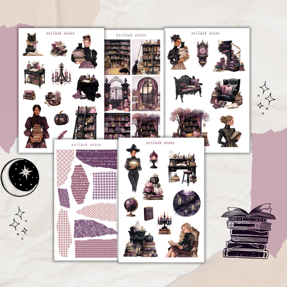 haunted bookstore sticker sheet bundle