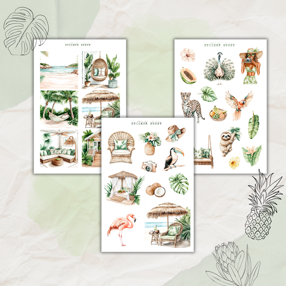 tropical summer sticker sheet