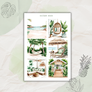 tropical summer sticker sheet