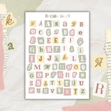 colorful paper scraps alphabet sticker sheet bundle