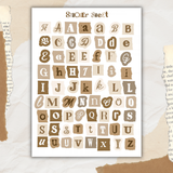 colorful paper scraps alphabet sticker sheet bundle