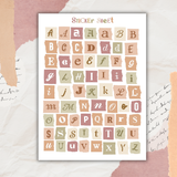 colorful paper scraps alphabet sticker sheet bundle